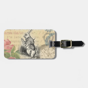 White Rabbit Alice in Wonderland Art Luggage Tag