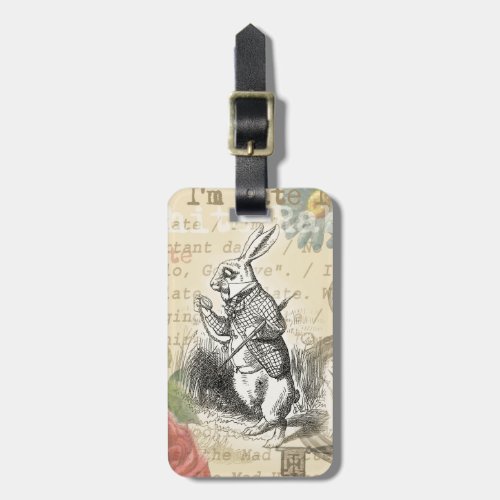 White Rabbit Alice in Wonderland Art Luggage Tag