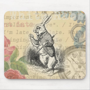 White Rabbit Alice in Wonderland Art Mouse Pad