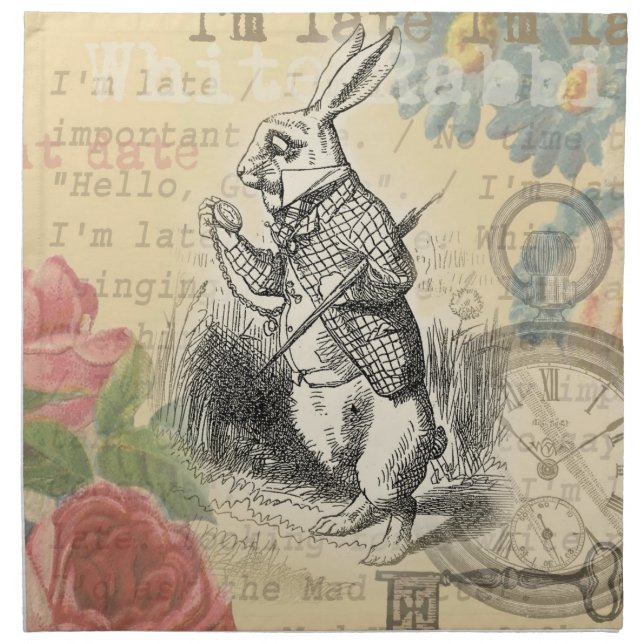 White Rabbit Alice in Wonderland Art Napkin (Front)