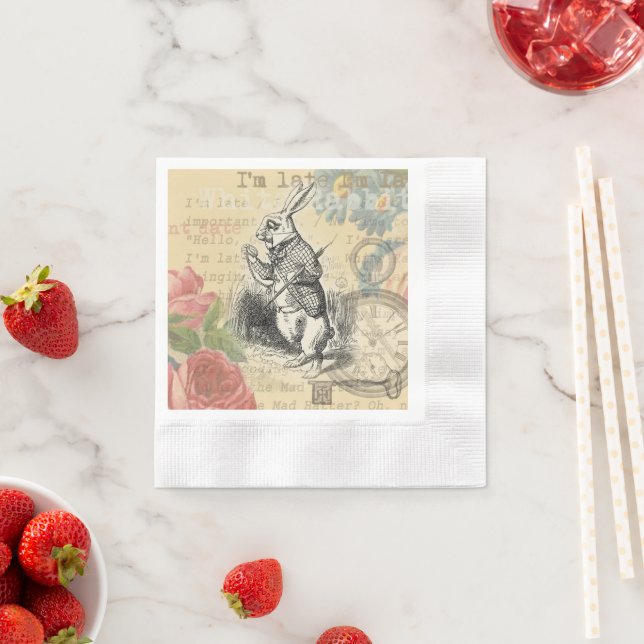White Rabbit Alice in Wonderland Art Napkins (Insitu)