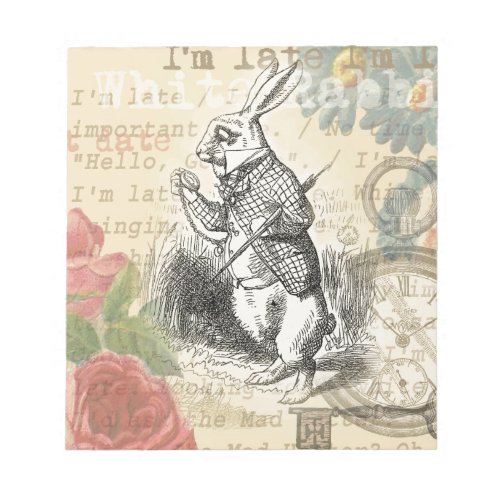White Rabbit Alice in Wonderland Art Notepad