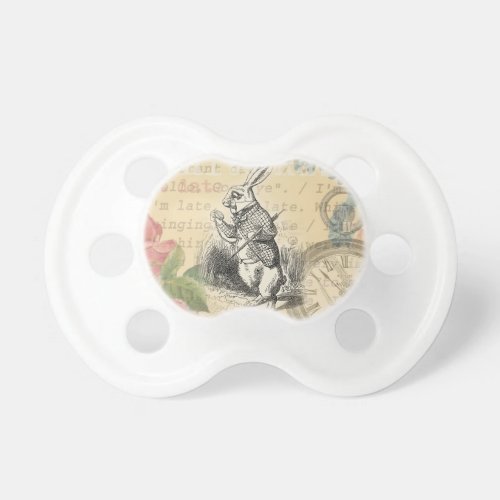 White Rabbit Alice in Wonderland Art Pacifier