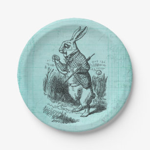 White Rabbit Alice in Wonderland Art Paper Plates