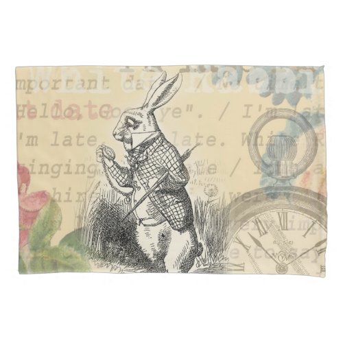 White Rabbit Alice in Wonderland Art Pillow Case