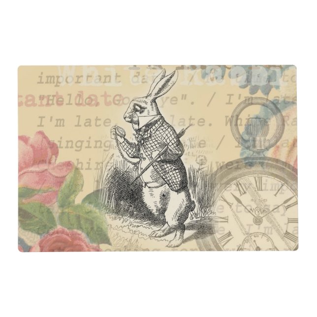 White Rabbit Alice in Wonderland Art Placemat (Front)