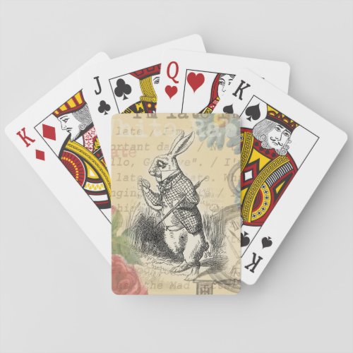 White Rabbit Alice in Wonderland Art Playing Cards