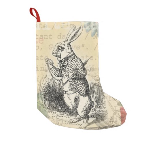 White Rabbit Alice in Wonderland Art Small Christmas Stocking