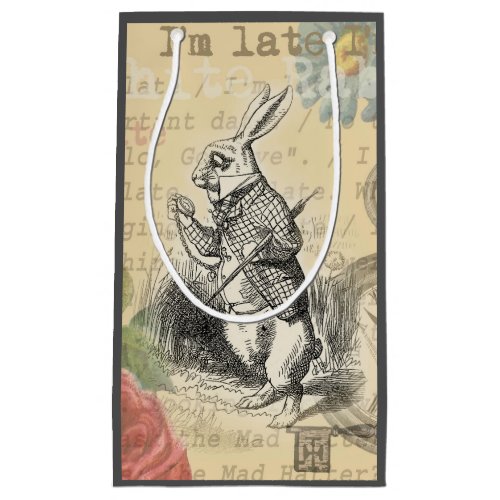 White Rabbit Alice in Wonderland Art Small Gift Bag