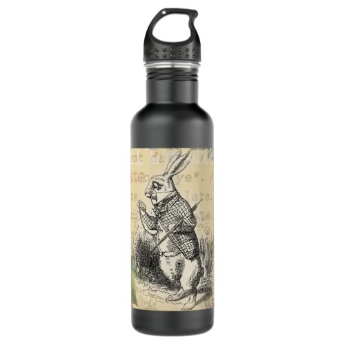 White Rabbit Alice in Wonderland Art Stainless Steel Water Bottle