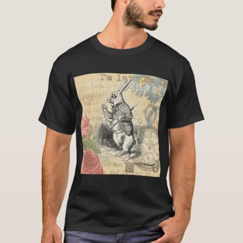 White Rabbit Alice in Wonderland Art T_Shirt