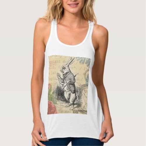 White Rabbit Alice in Wonderland Art Tank Top