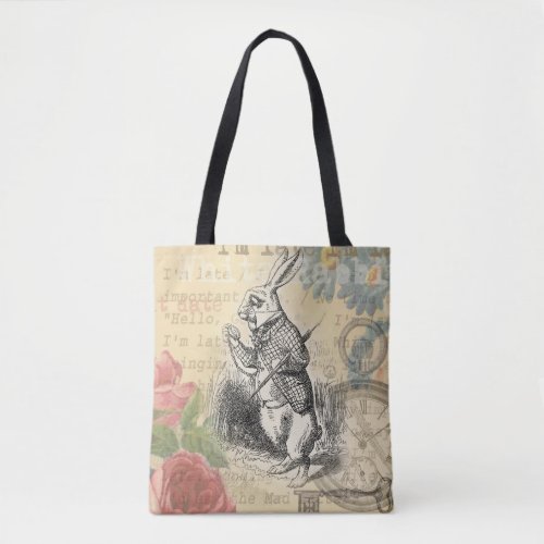 White Rabbit Alice in Wonderland Art Tote Bag