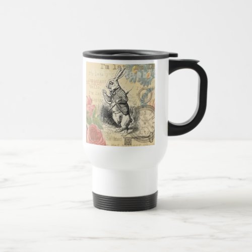 White Rabbit Alice in Wonderland Art Travel Mug