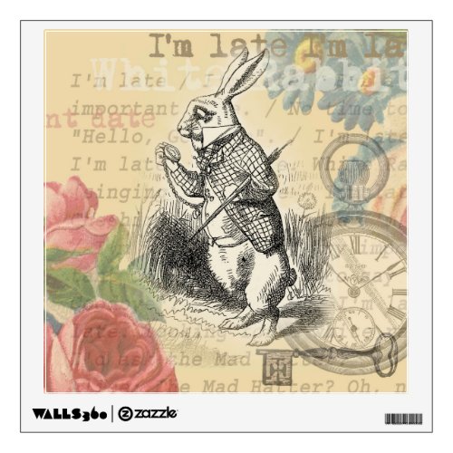 White Rabbit Alice in Wonderland Art Wall Sticker