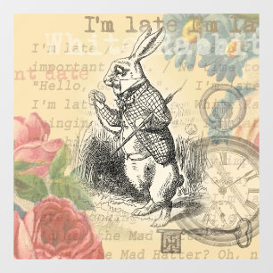 White Rabbit Alice in Wonderland Art Window Cling