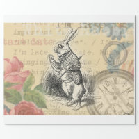 Printed Alice in Wonderland & The White Rabbit Wrapping Paper