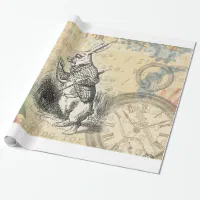 Printed Alice in Wonderland & The White Rabbit Wrapping Paper