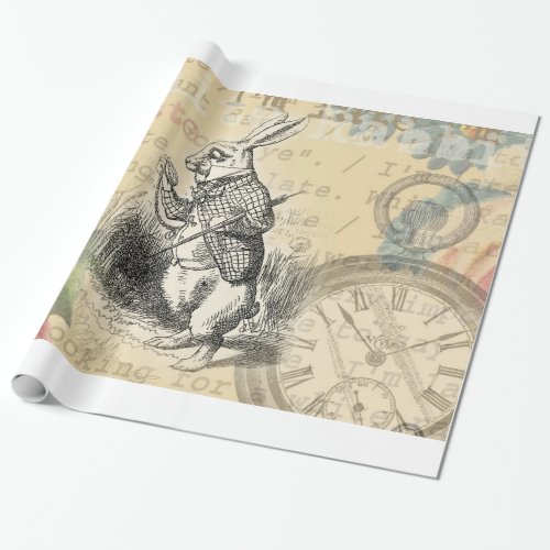 White Rabbit Alice in Wonderland Art Wrapping Paper