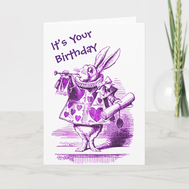 White Rabbit Alice in Wonderland Birthday Card (Front)