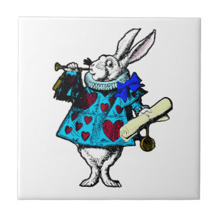 White Rabbit Alice in Wonderland Ceramic Tile