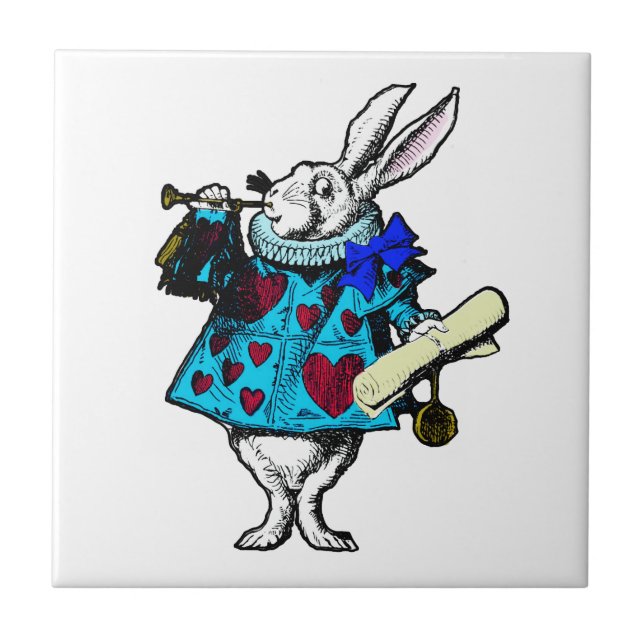 White Rabbit Alice in Wonderland Ceramic Tile (Front)