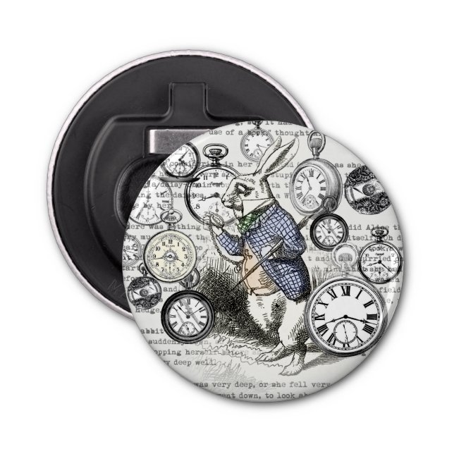 White Rabbit Alice in Wonderland Clocks Bottle Opener (Front)