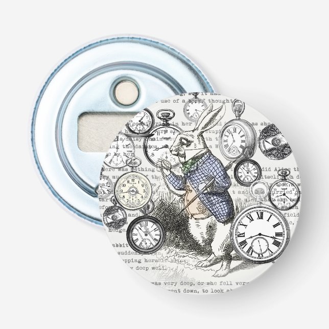 White Rabbit Alice in Wonderland Clocks Bottle Opener (Front)