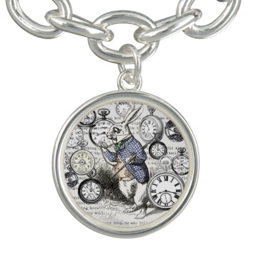 White Rabbit Alice in Wonderland Clocks Bracelet