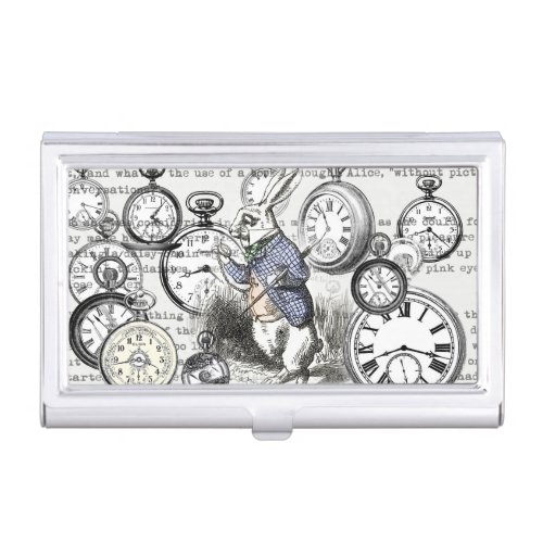 White Rabbit Alice in Wonderland Clocks Business Card Case