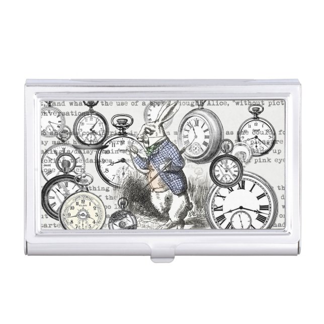White Rabbit Alice in Wonderland Clocks Business Card Case (Front)