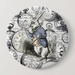 White Rabbit Alice in Wonderland Clocks Button
