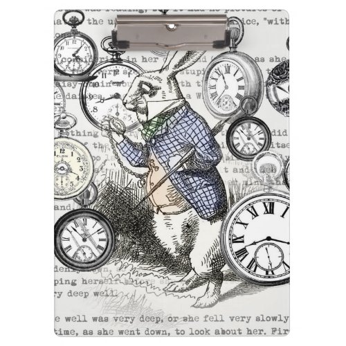 White Rabbit Alice in Wonderland Clocks Clipboard