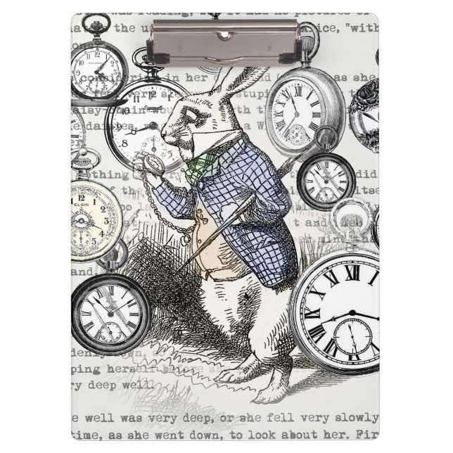 White Rabbit Alice in Wonderland Clocks Clipboard (Front)
