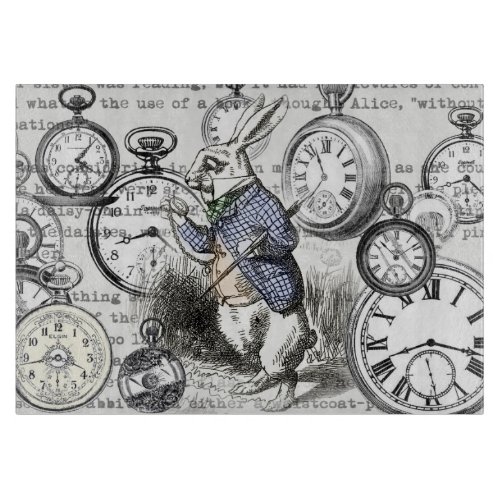 White Rabbit Alice in Wonderland Clocks Cutting Board