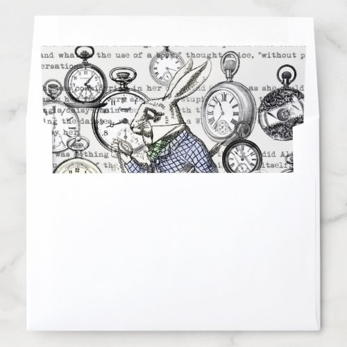 White Rabbit Alice in Wonderland Clocks Envelope Liner