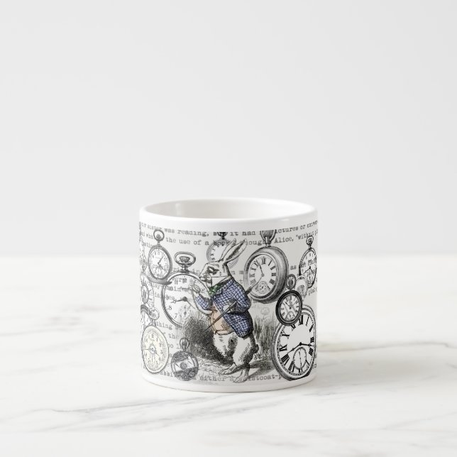 White Rabbit Alice in Wonderland Clocks Espresso Cup (Front)