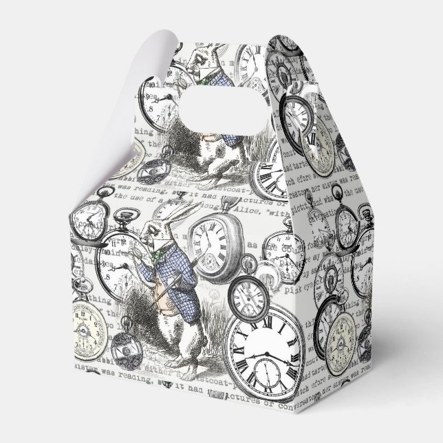 White Rabbit Alice in Wonderland Clocks Favor Boxes (Front Side)