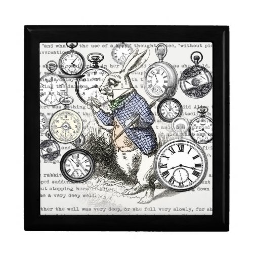 White Rabbit Alice in Wonderland Clocks Jewelry Box