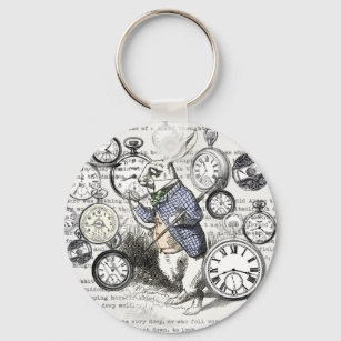 White Rabbit Alice in Wonderland Clocks Keychain