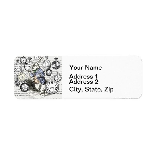 White Rabbit Alice in Wonderland Clocks Label (Front)