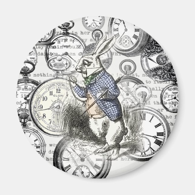 White Rabbit Alice in Wonderland Clocks Magnet (Front)