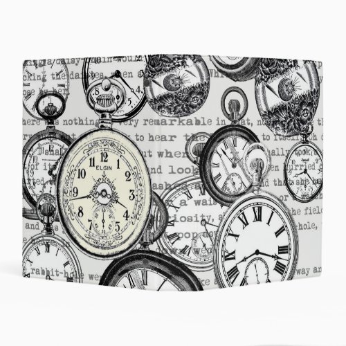 White Rabbit Alice in Wonderland Clocks Mini Binder