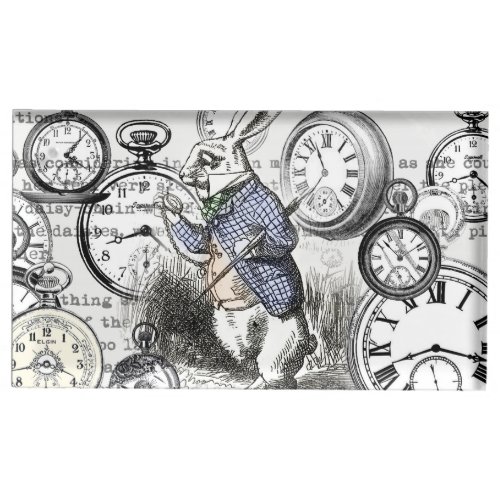 White Rabbit Alice in Wonderland Clocks Place Card Holder