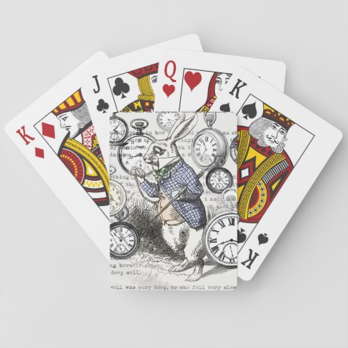 White Rabbit Alice in Wonderland Clocks Poker Cards