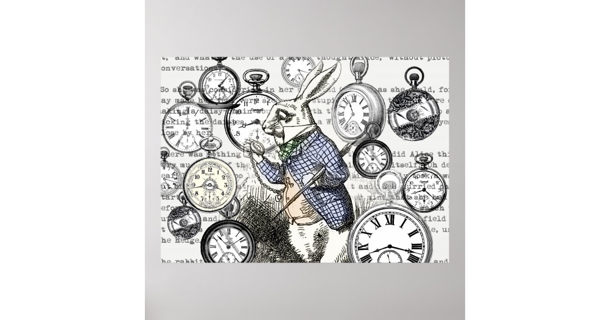 White Rabbit Alice in Wonderland Watches Time Clock for Sale by antiqueart