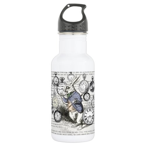 White Rabbit Alice in Wonderland Clocks Stainless Steel Water Bottle