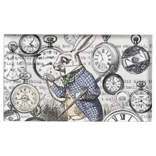 White Rabbit Alice in Wonderland Clocks Table Number Holder