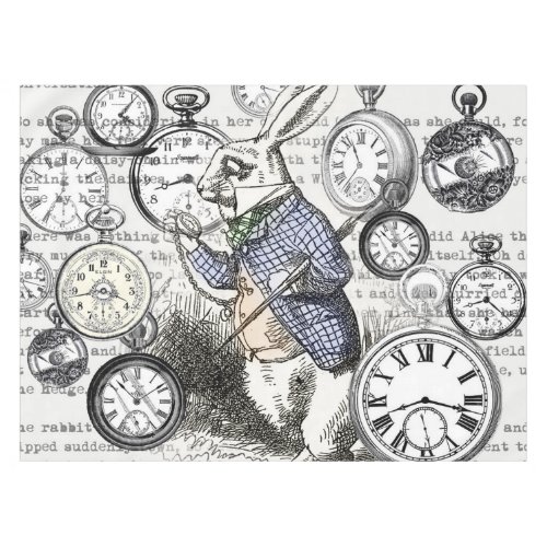 White Rabbit Alice in Wonderland Clocks Tablecloth