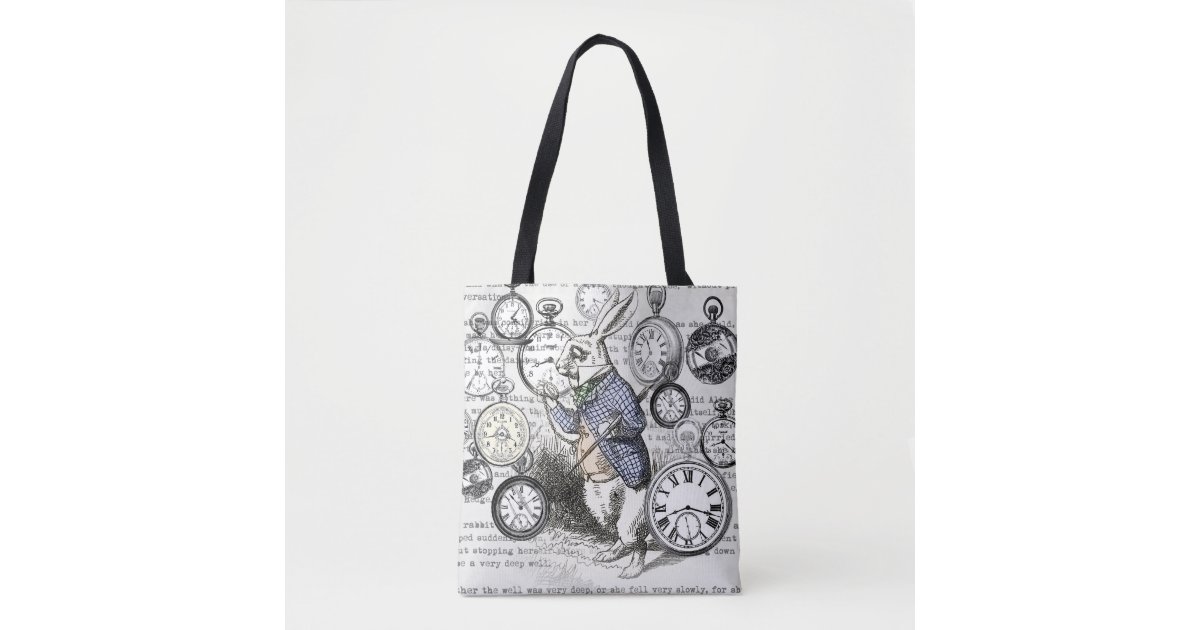 Alice in Wonderland Rabbit Tote Bag Black Rabbit Tote Bag Rabbit